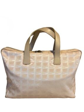 CHANEL BEIGE JACQUARD TRAVEL LIGNE LAPTOP OR OFFICE BAG 7079264